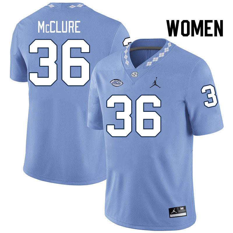 Women #36 Blaine McClure North Carolina Tar Heels College Football Jerseys Stitched-Carolina Blue